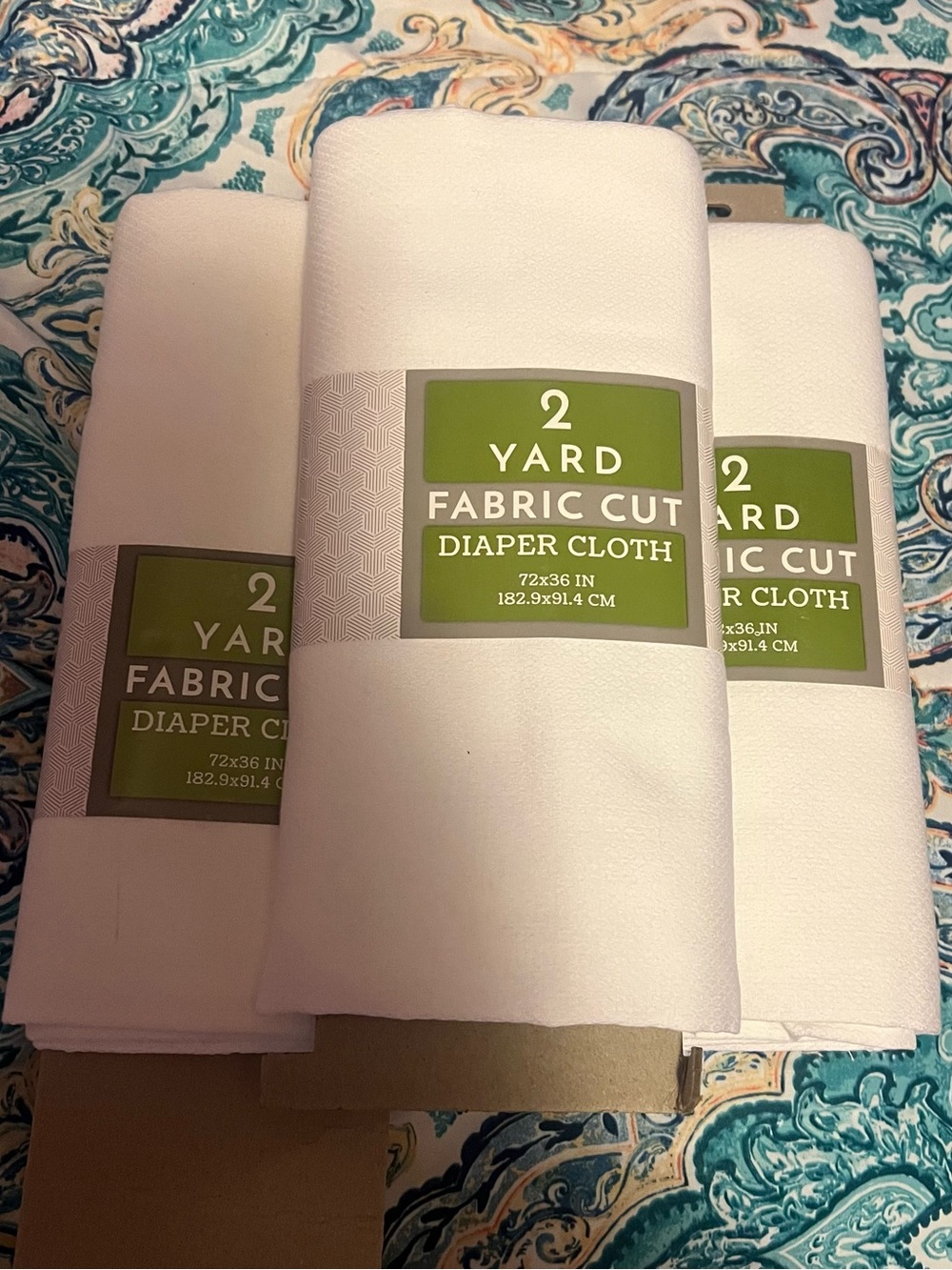 2 Yard White Fabric Cut - 3 Packs - Diaper Cloth